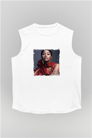 Nicki Minaj Baskılı Unisex Beyaz Kolsuz Tişört