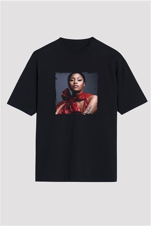 Nicki Minaj Baskılı Unisex Oversize Siyah Tişört