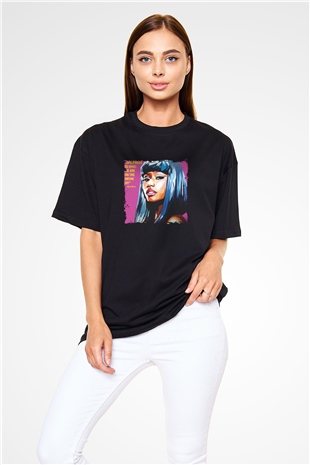 Nicki Minaj Baskılı Unisex Oversize Siyah Tişört