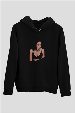 Nicki Minaj Baskılı Unisex Siyah Hoodie