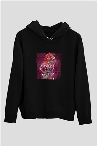 Nicki Minaj Baskılı Unisex Siyah Hoodie