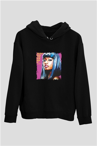 Nicki Minaj Baskılı Unisex Siyah Hoodie