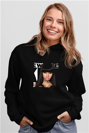 Nicki Minaj Baskılı Unisex Siyah Hoodie