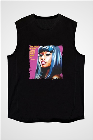 Nicki Minaj Baskılı Unisex Siyah Kolsuz Tişört