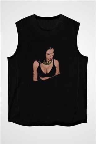 Nicki Minaj Baskılı Unisex Siyah Kolsuz Tişört