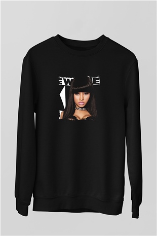 Nicki Minaj Baskılı Unisex Siyah Sweatshirt