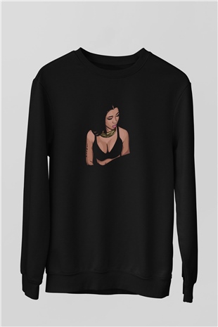Nicki Minaj Baskılı Unisex Siyah Sweatshirt