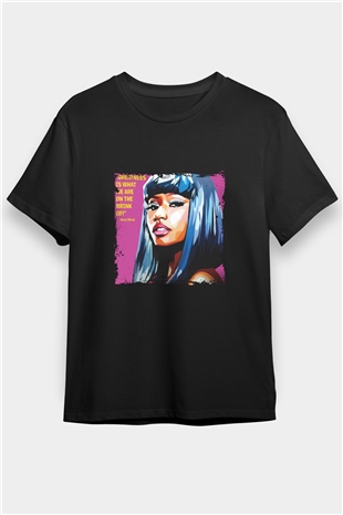 Nicki Minaj Baskılı Unisex Siyah Tişört