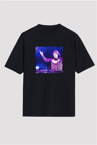 Nicky Romero Baskılı Unisex Oversize Siyah Tişört