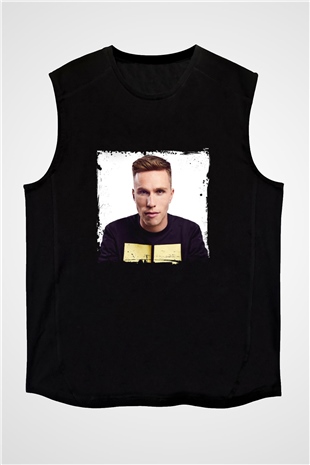 Nicky Romero Baskılı Unisex Siyah Kolsuz Tişört