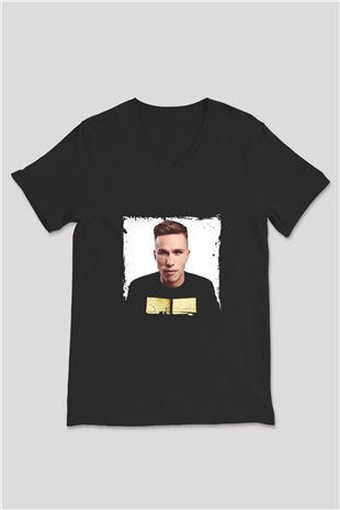 Nicky Romero Baskılı Unisex Siyah V Yaka Tişört