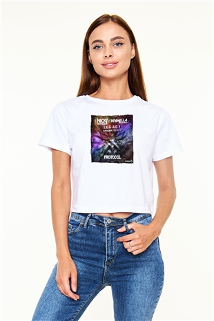Nicky Romero Beyaz  Crop Top Tişört