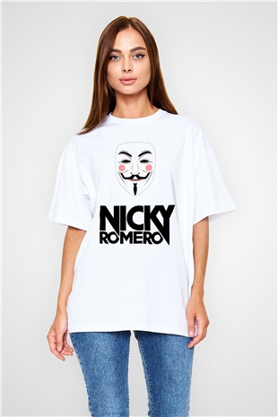 Nicky Romero Beyaz Unisex Oversize Tişört T-Shirt