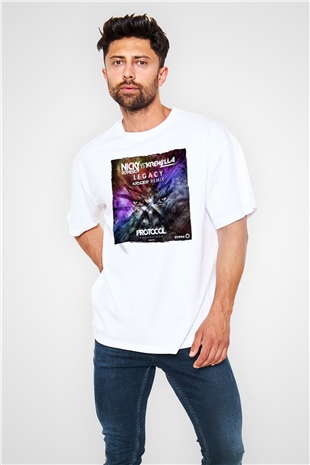 Nicky Romero Beyaz Oversize Tişört Oversize T-shirt - TişörtFabrikası