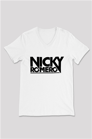 Nicky Romero Beyaz Unisex V Yaka Tişört