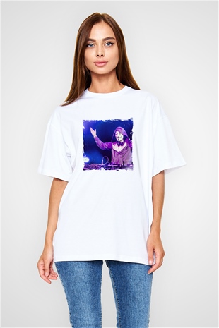 Nicky RomeroBaskılı Beyaz Oversize Tişört