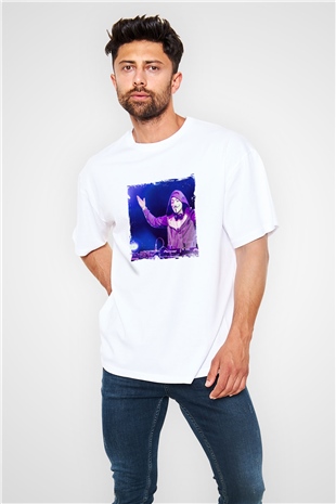 Nicky RomeroBaskılı Beyaz Oversize Tişört