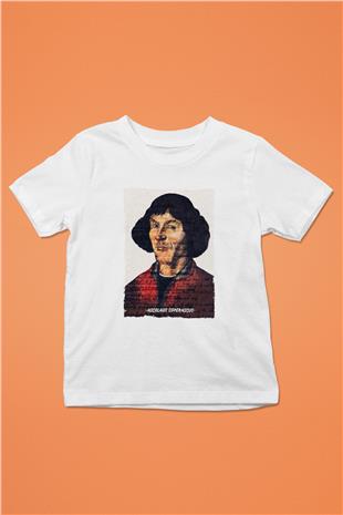 Nicolaus Copernicus Baskılı Unisex Beyaz Çocuk Tişörtü - Tshirt