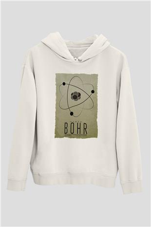 Niehls Bohr Atom Baskılı Unisex Ekru Hoodie