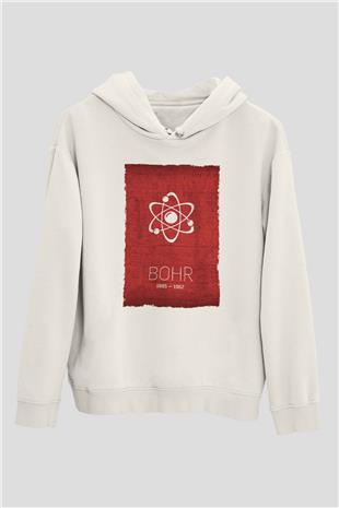 Niels Bohr Atom Modeli Baskılı Unisex Ekru Hoodie