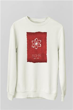 Niels Bohr Atom Modeli Baskılı Unisex Ekru Sweatshirt