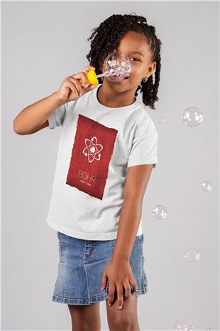 Niels Bohr Atom Modeli Baskılı Unisex Beyaz Çocuk Tişörtü - Tshirt