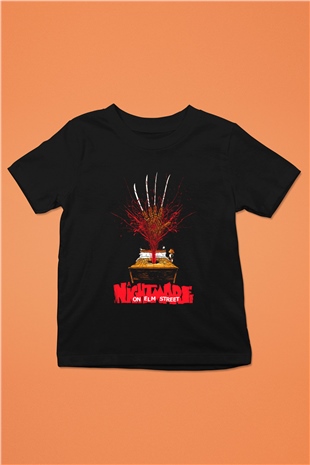 Nightmare on Elm Street Elm Sokağı Baskılı Siyah Unisex Çocuk Tişört