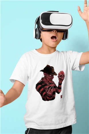 Nightmare on Elm Street Elm Sokağı Baskılı Beyaz Unisex Çocuk Tişört