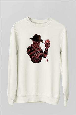 Nightmare on Elm Street Elm Sokağı Beyaz Unisex Sweatshirt