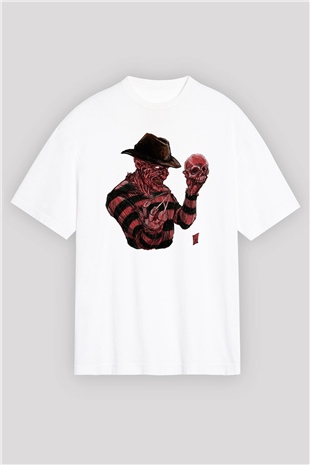 Nightmare on Elm Street Elm Sokağı Beyaz Unisex Oversize Tişört