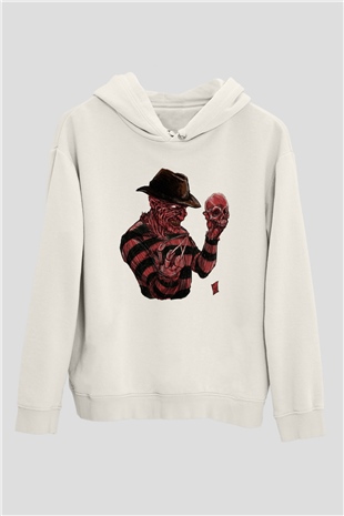 Nightmare on Elm Street Elm Sokağı Beyaz Unisex Kapşonlu Sweatshirt