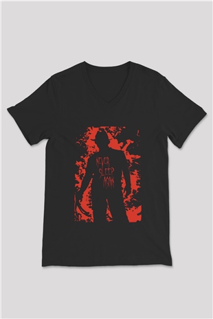Nightmare on Elm Street Elm Sokağı Siyah Unisex V Yaka Tişört