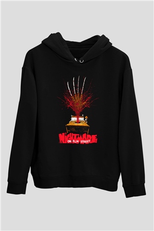 Nightmare on Elm Street Elm Sokağı Siyah Unisex Kapüşonlu Sweatshirt