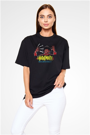 Nightmare on Elm Street Elm Sokağı Siyah Unisex Oversize Tişört