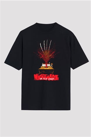 Nightmare on Elm Street Elm Sokağı Siyah Unisex Oversize Tişört