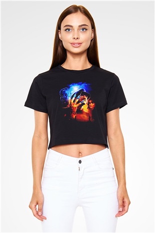 Nightmare on Elm Street Elm Sokağı Siyah   Crop Top Tişört