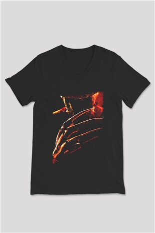 Nightmare on Elm Street Elm Sokağı Siyah Unisex V Yaka Tişört