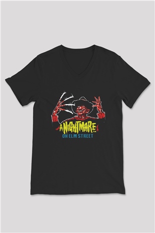 Nightmare on Elm Street Elm Sokağı Siyah Unisex V Yaka Tişört