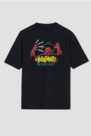 Nightmare on Elm Street Elm Sokağı Siyah Unisex Oversize Tişört