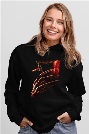 Nightmare on Elm Street Elm Sokağı Siyah Unisex Kapüşonlu Sweatshirt