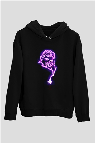 Nikola Tesla Elektrik Baskılı Unisex Siyah Hoodie