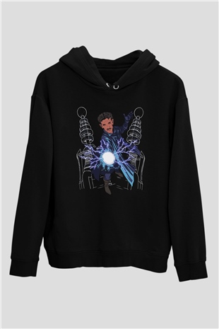 Nikola Tesla Elektrik Çizim Baskılı Unisex Siyah Hoodie