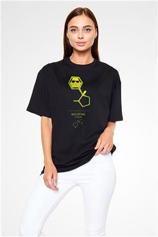 Nikotin Baskılı Unisex Oversize Tişört - Tshirt