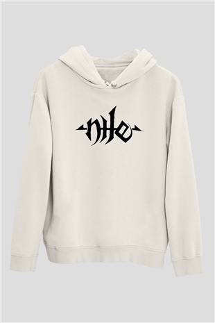 Nile Beyaz Unisex Kapşonlu Sweatshirt