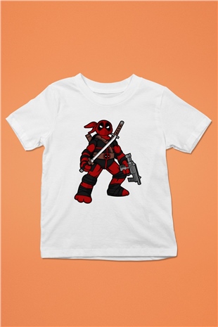 Ninja Deadpool Baskılı Beyaz Unisex Çocuk Tişört