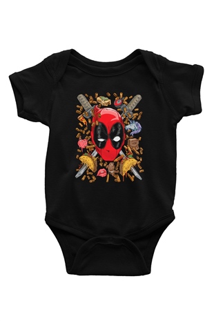 Ninja Deadpool BaskılıSiyah  Bebek Body - Zıbın