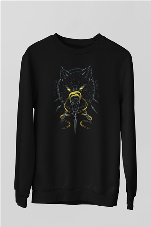 Ninja Kurt Baskılı Unisex Siyah  Sweatshirt