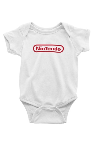 Nintendo Baskılı Beyaz Unisex Bebek Body - Zıbın