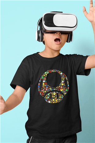 Nintendo Baskılı Siyah Unisex Çocuk Tişört