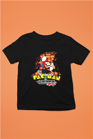 Nintendo Baskılı Siyah Unisex Çocuk Tişört